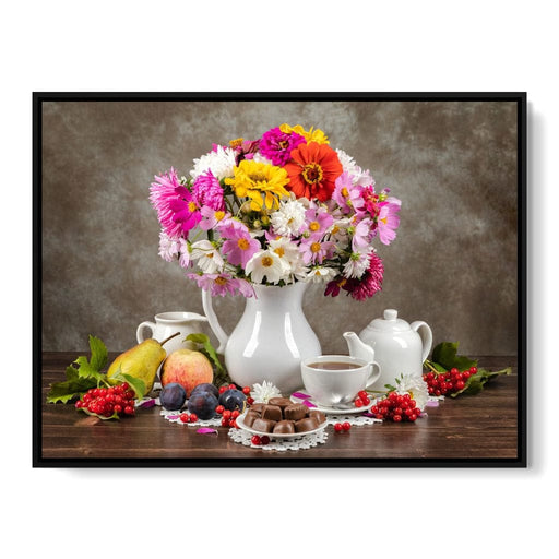 Flowers, Fruits, Chocolate & Coffee Canvas Print