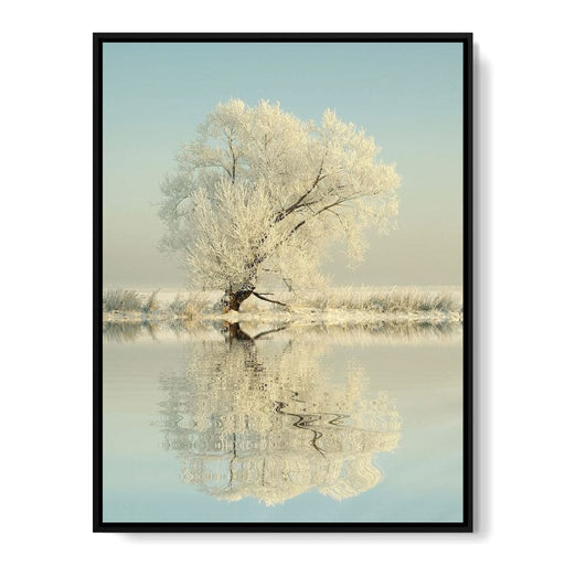 Winter Tree by the Lake Canvas Print