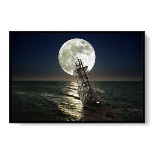 Sailing Under the Giant Moon Canvas Print