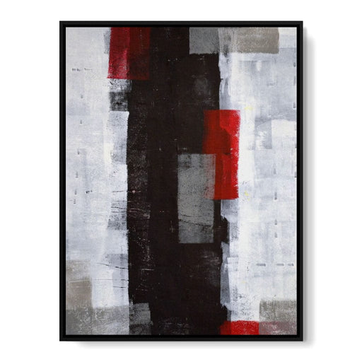 Grey & Red Abstract Art Painting Canvas Print