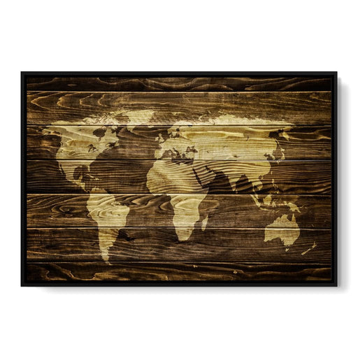 World Map - Oak Planks - Canvas Print - one of a kind wall art of the world map using natural wooden oak - this is the perfect focal point for your living room | NicheCanvas