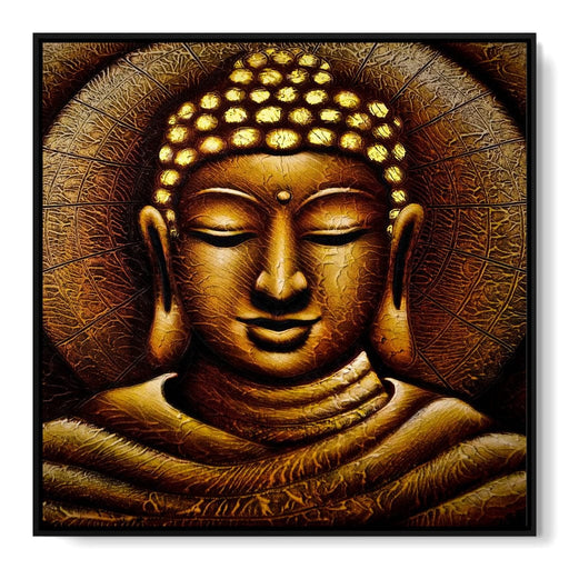 Meditating Buddha Portrait - Portrait Orientated Beautiful Golden Buddha Canvas Print 
