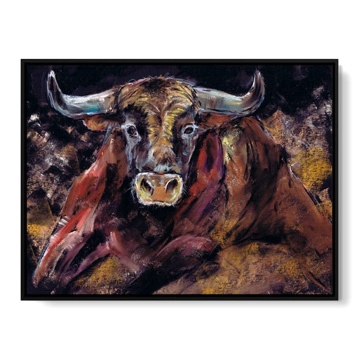 Brown Bull Charge Canvas Print