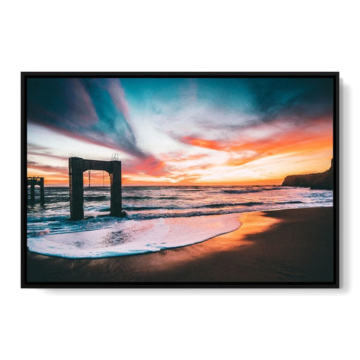 Beach Sunset Old Pier - Johanjjf Canvas Print
