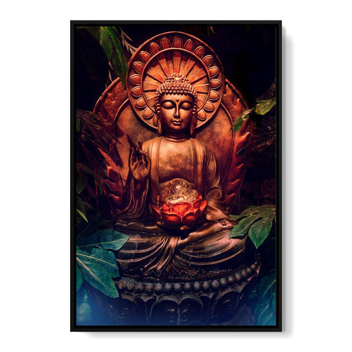 Zen Buddha Meditation - Real Buddha Statue Canvas Wall Art With Nature Aesthetic 