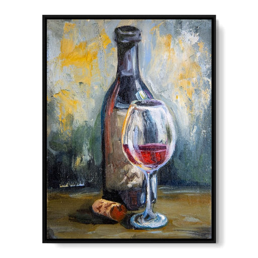 Bottle & Glass of Wine Canvas Print