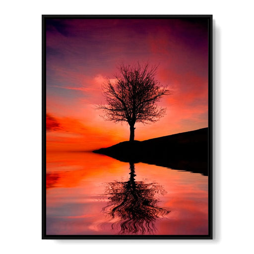 Red Sunset framed canvas