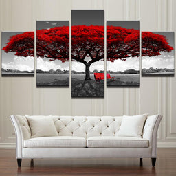 Romantic Tree Multi Panel Canvas Wall Art - NicheCanvas