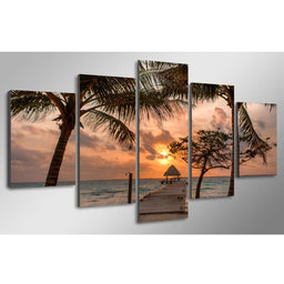 Angled Sunset Wall Art on 5 canvas panels