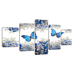 Flowers & Butterflies Multi Panel Canvas Wall Art - NicheCanvas