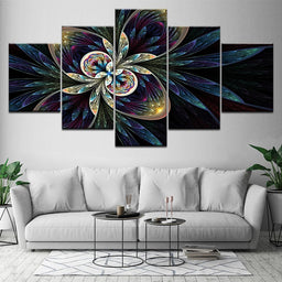 Symmetrical Digital Flower Multi Panel Canvas Wall Art - NicheCanvas