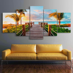 Boardwalk to Paradise Multi Panel Canvas Wall Art - NicheCanvas