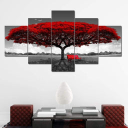 Romantic Tree Multi Panel Canvas Wall Art - NicheCanvas