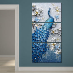 Blue Peacock Flower Set - Vertical