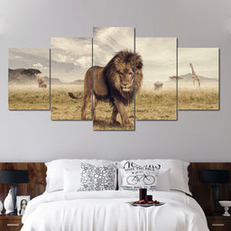 The Big Lion Multi Panel Canvas Wall Art - NicheCanvas