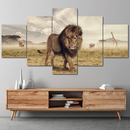 The Big Lion Multi Panel Canvas Wall Art - NicheCanvas