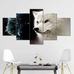 Ying & Yang Wolves Multi Panel Canvas Wall Art - NicheCanvas