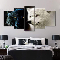Ying & Yang Wolves Multi Panel Canvas Wall Art - NicheCanvas