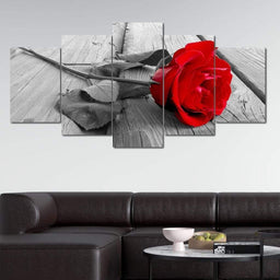Black and Red Rose Multi Panel Canvas Wall Art - NicheCanvas