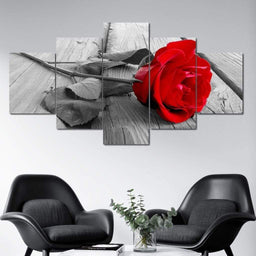 Black and Red Rose Multi Panel Canvas Wall Art - NicheCanvas