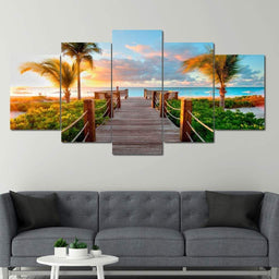 Boardwalk to Paradise Multi Panel Canvas Wall Art - NicheCanvas