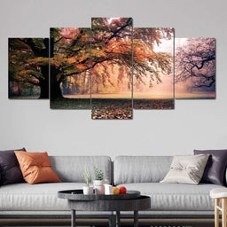 Falling Leaves Multi Panel Canvas Wall Art - NicheCanvas
