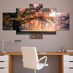 Falling Leaves Multi Panel Canvas Wall Art - NicheCanvas