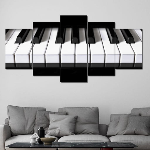 Piano Keys - Canvas Print - 5 panel wall art of a realistic music instrument painting - this wall print is an elegant gift to your family for any occasion | NicheCanvas
