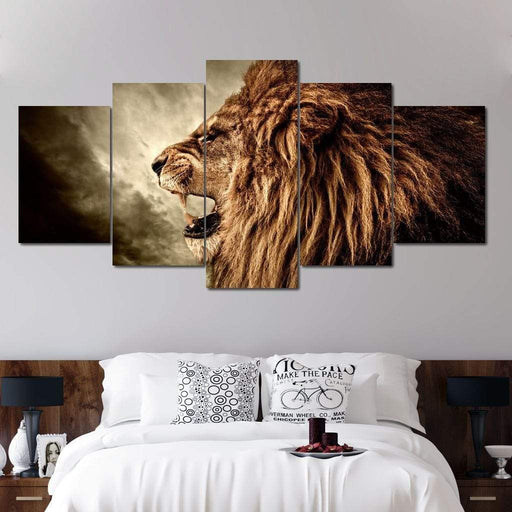 Fierce Lion - Limited Edition - Canvas Print - photorealistic wall art of a roaring male lion - this unique canvas art is the perfect addition you need for your home | NicheCanvas