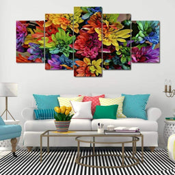 Flowers Wall Art Decor Multi Panel Canvas Wall Art - NicheCanvas