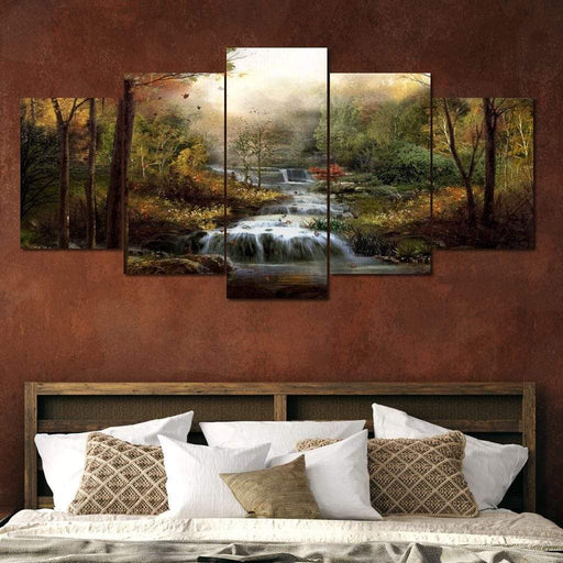 Autumn Stream - Canvas Print - beautiful canvas wall art of a mountain stream - this photorealistic painting creates an inviting aura to your living space | NicheCanvas