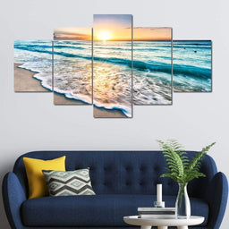 Relaxing Sunset Multi Panel Canvas Wall Art - NicheCanvas