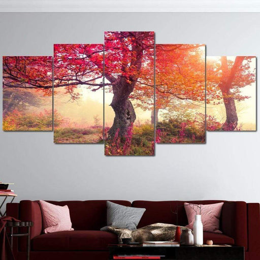 Red Autumn Trees Set Canvas Print