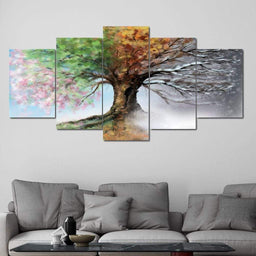 Seasonal Tree Multi Panel Canvas Wall Art - NicheCanvas