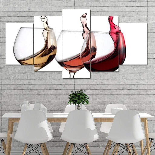 Wine Wall Art 2 - Canvas Print - beautiful wall art of three glasses of wine on a white background - this one of a kind painting is an elegant gift to someone you love | NicheCanvas
