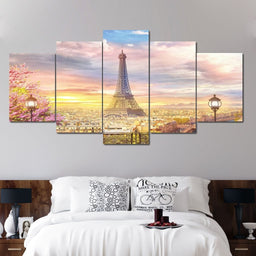 Romantic Paris Multi Panel Canvas Wall Art - NicheCanvas