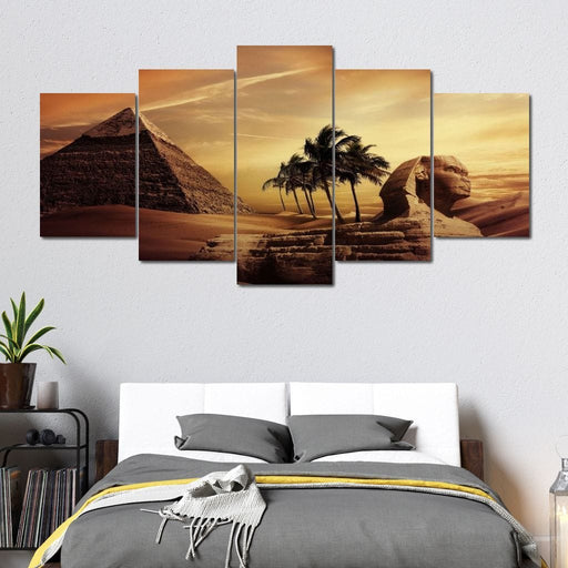 The Test of Time - Canvas Print - vintage 5 panel wall art of ancient Egypt - this realistic canvas painting will make you feel you traveled back in time | NicheCanvas