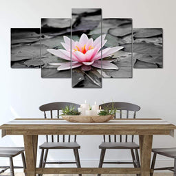 Water Lily Multi Panel Canvas Wall Art - NicheCanvas