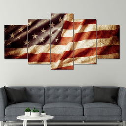 Celebrated American Flag Multi Panel Canvas Wall Art - NicheCanvas