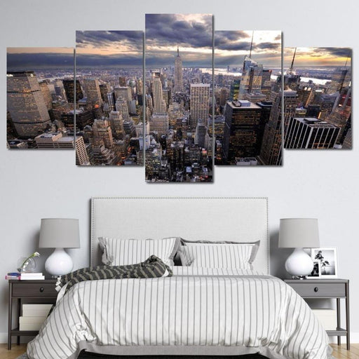 New York City Penthouse - Canvas Print - photorealistic wall art of the view of New York on top of a building - this art print is the perfect gift for your friends | NicheCanvas