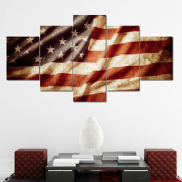Celebrated American Flag Multi Panel Canvas Wall Art - NicheCanvas