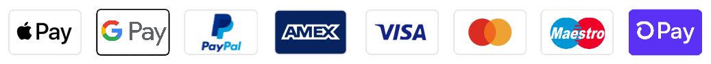 Pay with Apple Pay, Google Pay, PayPal, American Express, Visa, Mastercard, Maestro or Shop Pay